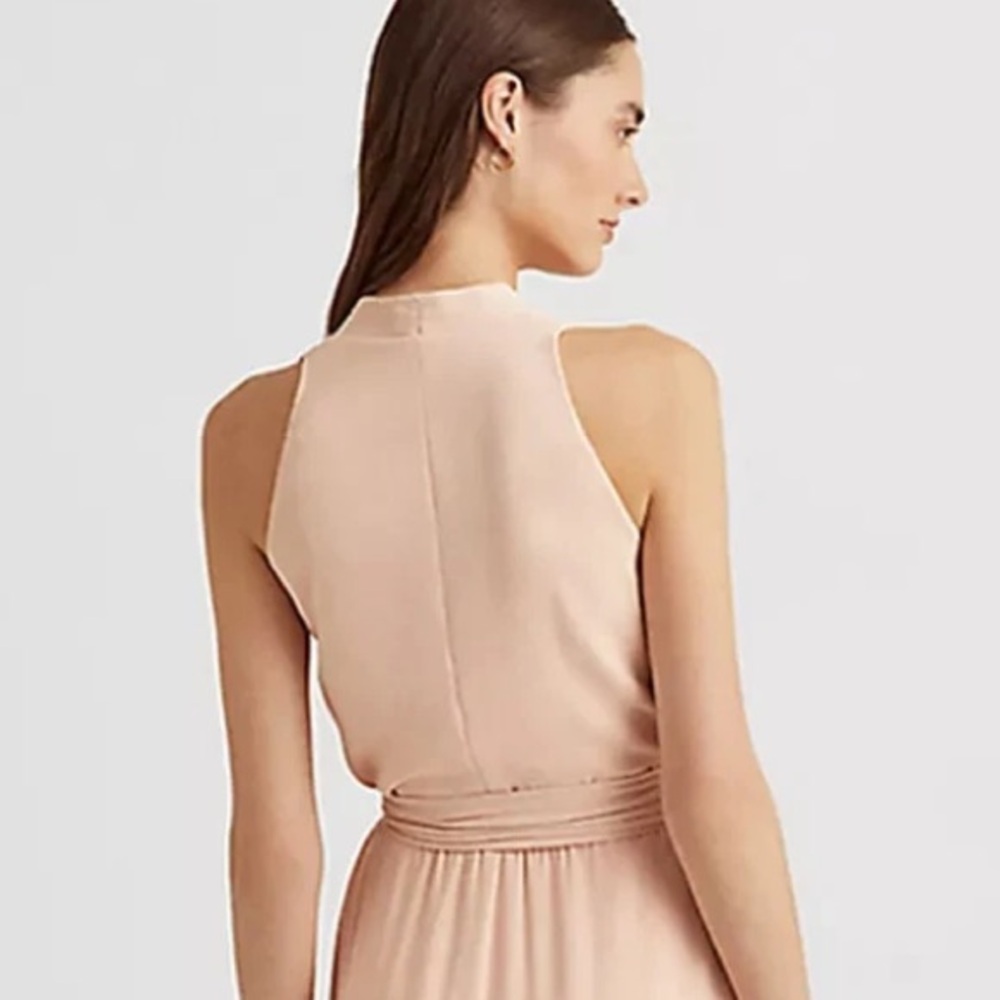 Lauren Ralph Lauren Georgette Pale Pink Halter Dress - Picture 4 of 15